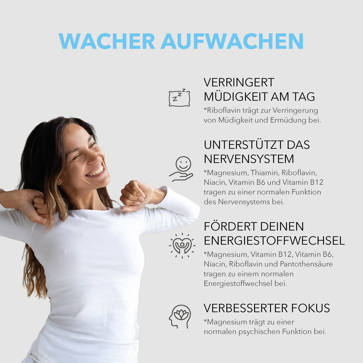smartsleep® Original unterstützt die Regeneration, reduziert Müdigkeit und fördert die Konzentration – mit veganen, glutenfreien und zuckerfreien Inhaltsstoffen.