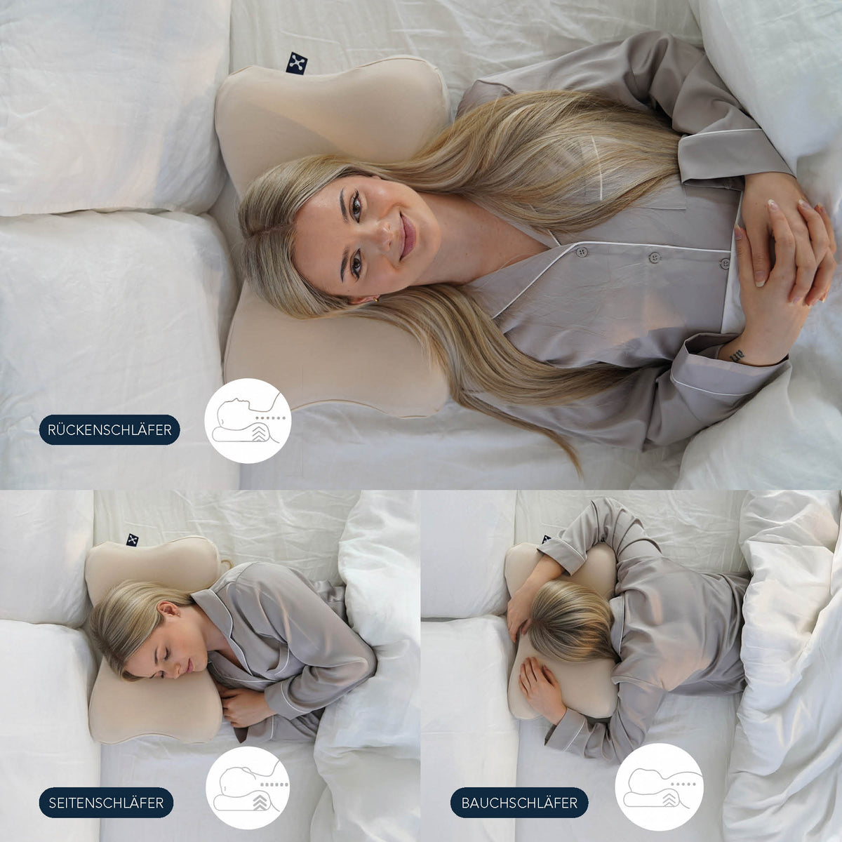 Das Recovery Pillow von smartsleep für Rücken-, Seiten- und Bauchschläfer.