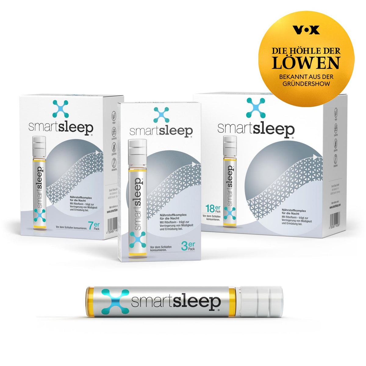 smartsleep® Original – Einschlafhilfe mit glutenfreien, laktosefreien, veganen und zuckerfreien Inhaltsstoffen zur Unterstützung der nächtlichen Regeneration.
