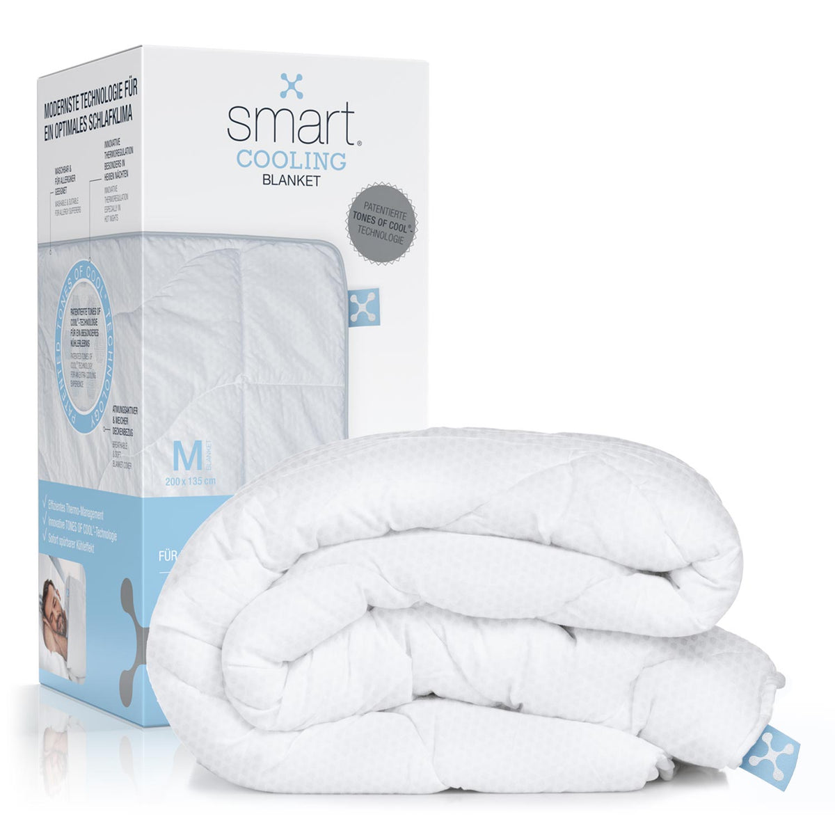 smart® Cooling Blanket, Kühlende Bettdecke aus Baumwolle mit TONES OF COOL Technologie mit Kühleffekt und Thermo-Regulierung gegen Hitze und Schwitzen im Schlaf und in warmen Nächten